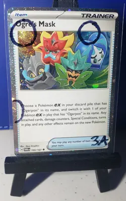 Triple Swirl Pokemon Twilight Masquerade Ogre's Mask - 159/167 - Cosmos Holo - Image 1
