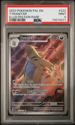 2023 POKEMON PAL EN-PALDEA EVOLVED 222/193 TYRANITAR ILLUSTRATION RARE- PSA 9 - Image 1