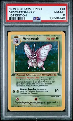 1999 Pokemon Jungle Venomoth Holo 1st Edition #13 MINT PSA 8 - Image 1