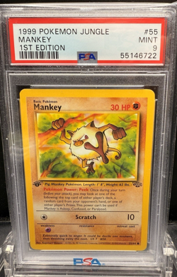 1999 POKEMON JUNGLE MANKEY 1ST EDITION #55 PSA 9 - Image 1