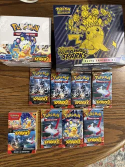 Pokemon TCG Surging Sparks Huge Bundle Sealed ETB Booster Box Bonus Boosters - Image 1