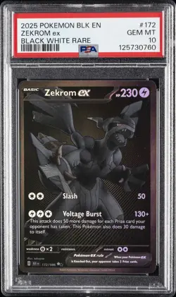 2025 POKEMON BLK EN-BLACK BOLT BLACK WHITE RARE #172 ZEKROM EX PSA 10 - Image 1