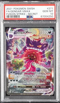 2021 POKEMON SWORD & SHIELD FUSION STRIKE SECRET FULL ART/GENGAR VMAX PSA 10 - Image 1