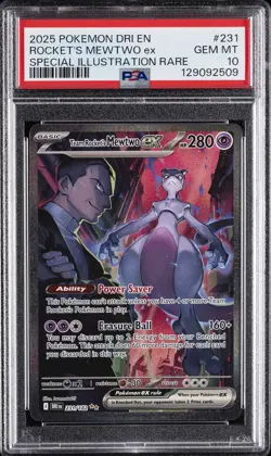 2025 POKEMON DRI EN-DESTINED RIVALS #231 TEAM ROCKET'S MEWTWO EX PSA 10 - Image 1