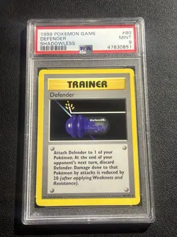 POKEMON 1st Edition Shadowless Base Set DEFENDER 80/102 Uncommon PSA 9 MINT - Image 1