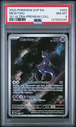 2023 POKEMON SVP EN-SV BLACK STAR PROMO #052 MEWTWO 151 UPC PSA 8 - Image 1