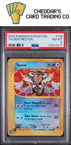 2002 Pokemon Expedition Tauros-Rev.Foil #133 PSA 8 (New Cert!) - Image 1