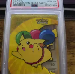 2000 Topps Pokemon Pikachu TV Animation Clear Cards Gem Mint #PC1 PSA 10 - Image 3
