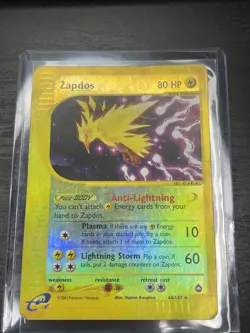 2002 Pokemon ZAPDOS Aquapolis Set HOLO REVERSE RARE Card 44/147 e Hp - Image 1