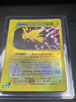 2002 Pokemon ZAPDOS Aquapolis Set HOLO REVERSE RARE Card 44/147 e Hp - Image 2