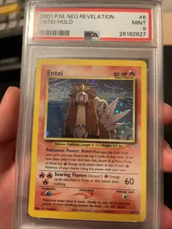 PSA 9 Mint Entei Holo Neo Revelation Unlimited 2001 Pokemon Card #6 Semi Swirl - Image 2