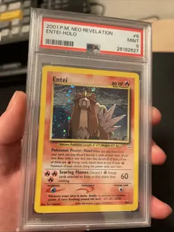 PSA 9 Mint Entei Holo Neo Revelation Unlimited 2001 Pokemon Card #6 Semi Swirl - Image 4