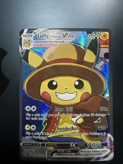 Luffy Pikachu Holo Poncho Cosplay Card Custom Shiny Detail - Image 1