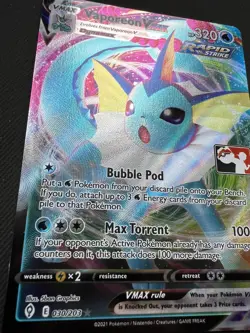 Pokemon TCG: Vaporeon VMAX Holo Prize Pack Series Cards 030/203 NEAR MINT NM - Image 2