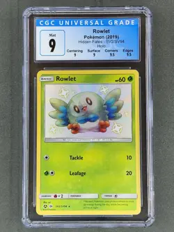 Rowlet Hidden Fates SV2/SV94 Pokemon Card CGC Graded 9 Mint - Image 1