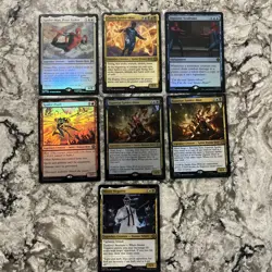 MTG Spiderman lot of 7 cards. Spiderman Peter Parker 04 Foil, Cosmic Spider Man - Image 1