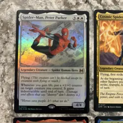 MTG Spiderman lot of 7 cards. Spiderman Peter Parker 04 Foil, Cosmic Spider Man - Image 3