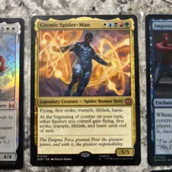 MTG Spiderman lot of 7 cards. Spiderman Peter Parker 04 Foil, Cosmic Spider Man - Image 4