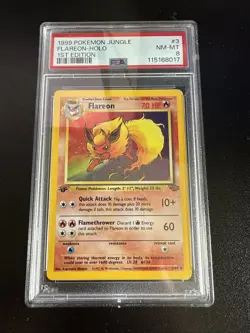 1999 Pokemon Jungle Flareon Holo 3/64 PSA 8 NM-MT 1st Edition - Image 1