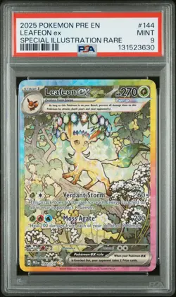 Pokemon Prismatic Evolution Leafeon EX 2025 Sir PSA 9 #144/131 - Image 1