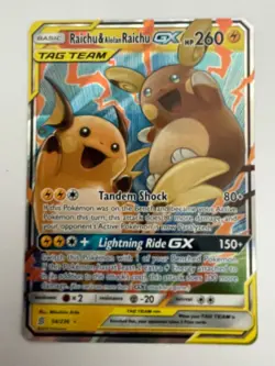 Raichu & Alolan Raichu Pokemon TCG GX 54/236 Tag Team Sm-Unified Minds Holo Mint - Image 1