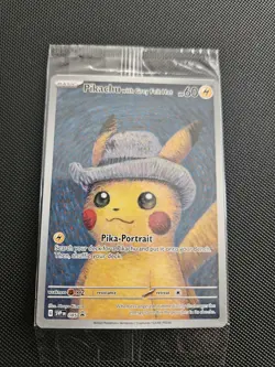 Pokemon Pikachu with Grey Felt Hat SVP 085 Van Gogh Promo Card - Sealed - Image 1