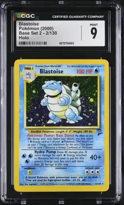 CGC 9 Blastoise 2/130 Holo Base Set 2 Pokemon Card - Image 1