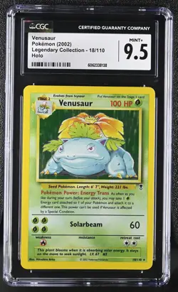CGC 9.5 MINT+ Venusaur 2002 Legendary Collection 18/110 Holo Pokemon Card - Image 1