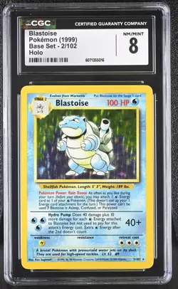 CGC 8 Blastoise 1999 Base Set 2/102 Holo Pokemon Card - Image 1