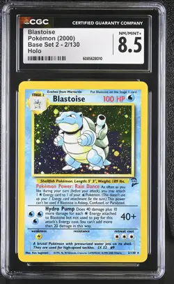 CGC 8.5 Blastoise 2000 Base Set 2 2/130 Holo Pokemon Card - Image 1