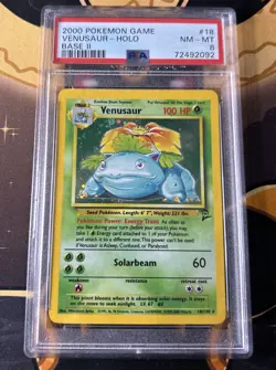 Pokemon TCG Venusaur Base Set 2 Holo Card 18/130 PSA 8 - Image 1