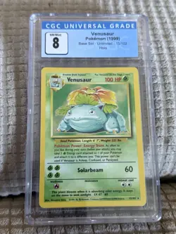 Pokemon TCG Venusaur Holo Rare Unlimited Card Base Set 1999, PSA 8, Vintage - Image 1