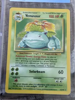 Pokemon TCG Venusaur Holo Rare Unlimited Card Base Set 1999, PSA 8, Vintage - Image 4