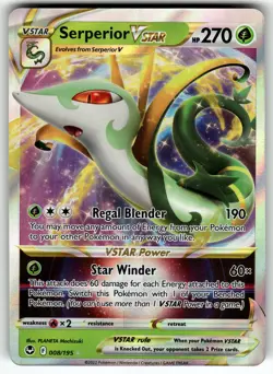 Serperior VSTAR 008/195 SWSH12: Silver Tempest NM Pokemon Card TCG - Image 1