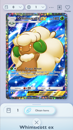 Whimsicott Full Art, Pokemon TCG Pocket, English language, Mega-Rising - Image 1
