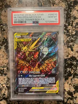 SM210 Moltres & Zapdos Articuno Tag Team GX Pokemon Black Star Promo PSA 10 - Image 1