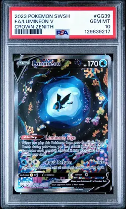 2023 Pokemon Lumineon V Full Art #gg39 Crown zenith Sword Shield PSA 10 Gem Mint - Image 1