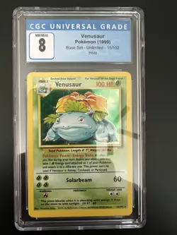 CGC 8 Pokemon TCG Venusaur Base Set Unlimited Holo (1999) 15 GRADED PSA 1023 - Image 1