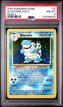 2000 Pokemon Game Base II 2 #2 Blastoise Holo Base Ii PSA 8 NM-MT - Image 1