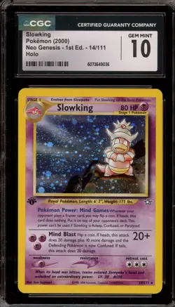 Pokemon Slowking Neo Genesis 1st Edition Holo Rare #14 CGC 10 Gem Mint - Image 1