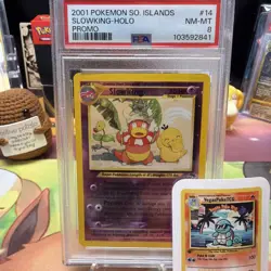 Pokemon TCG PSA 8 Slowking Reverse Holo Southern Islands Rare Swirl! WOTC - Image 1