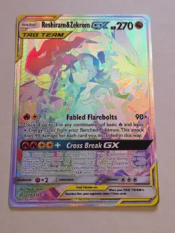 Reshiram & Zekrom GX 259/236 Pokemon Cosmic Eclipse Rainbow Rare - Image 1
