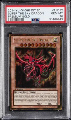 2014 YU-GI-OH! PREM GOLD 1ST ED #EN032 SLIFER THE SKY DRAGON PSA 10 - Image 1