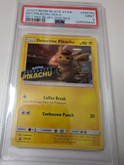 PSA 9 Detective Pikachu Black Star Promo Holo SM190 Pokemon Card Near Mint - Image 4
