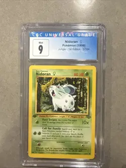 Pokemon Nidoran TCG Jungle Card 57/64 1st Edition CGC 9 Mint WOTC 1999 - Image 1