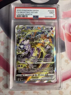 Pokemon Card FA 2023 Mewtwo VSTAR GG44/GG70 Crown Zenith Alternate Art PSA 9 - Image 1