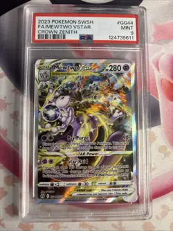 Pokemon Card FA 2023 Mewtwo VSTAR GG44/GG70 Crown Zenith Alternate Art PSA 9 - Image 2