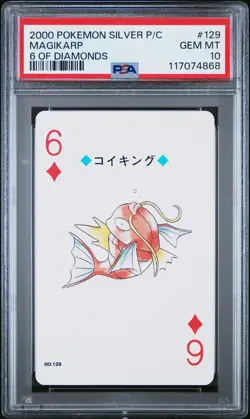 2000 POKEMON SILVER VERSION PLAYING CARDS 6 OF DIAMONDS #129 MAGIKARP PSA 10 - Image 1