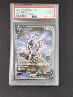 Pokemon TCG Arceus v Alt Art Holo Full Art Card PSA 8 Brilliant Stars 166/172 - Image 1