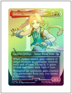1x Zidane, Tantalus Thief, Foil, Borderless Art, Final Fantasy, Magic MTG NM - Image 1